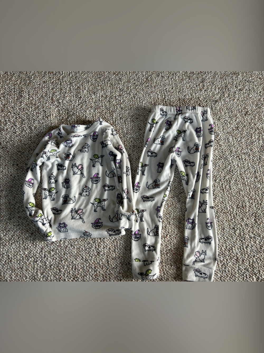 Children's Cream Halloween Animals Pajama Set